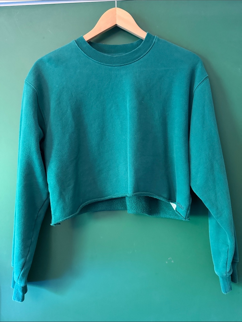 TNA Sweatfleece Green Cropped Cozy Fleece Perfect Fit Sweatshirt Womens M Comfy
